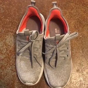Gray Adidas tennis shoes